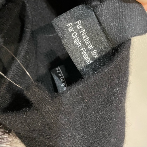 Sofia Cashmere Slipper Socks with Fur Ball Black - Picture 5 of 7